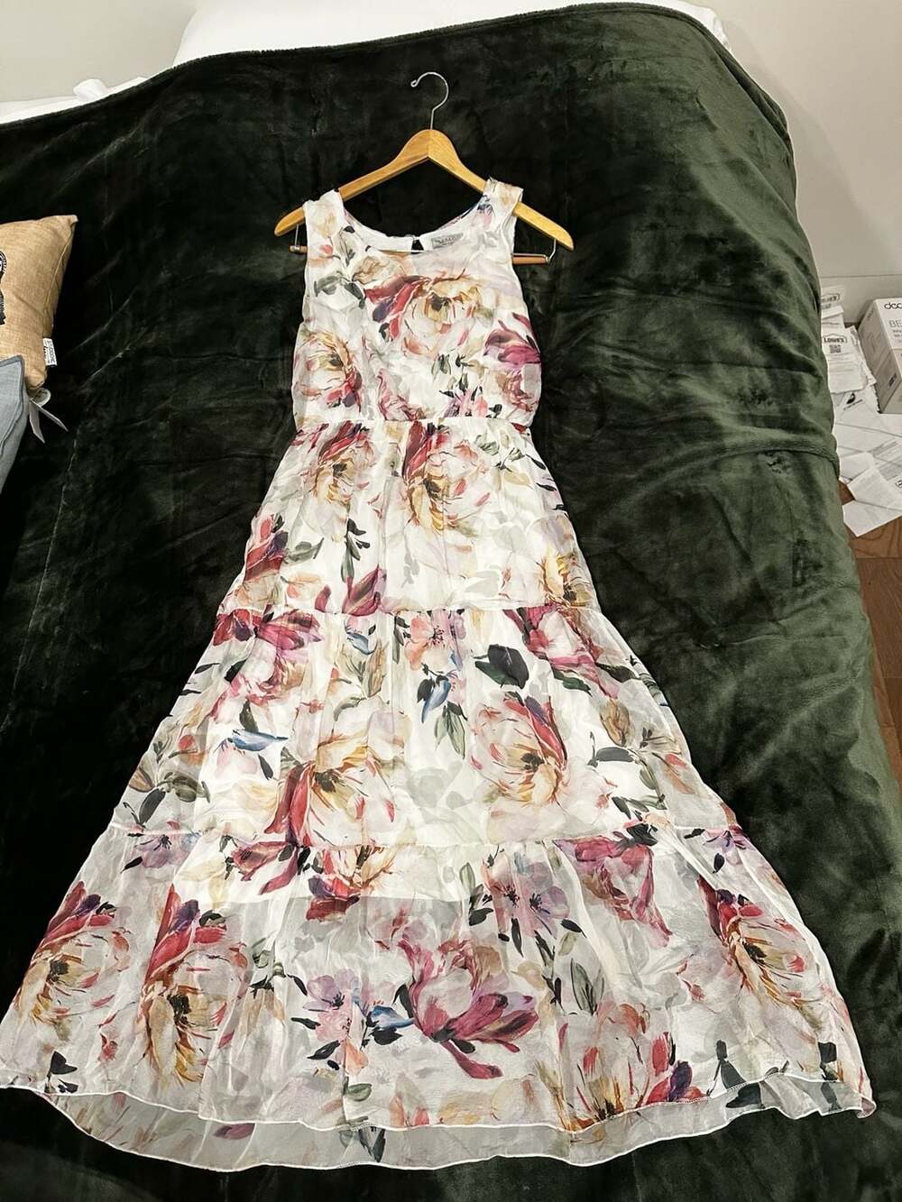Lara G. Made in Italy Floral Silk Blend Tiered Sleeveless Maxi Dress